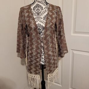 Rodeo fox open knit sleeved cardigan cover up